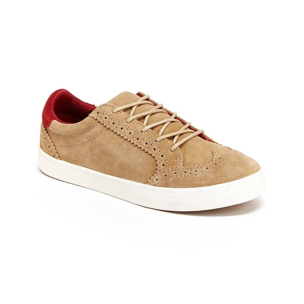 Hanna Andersson Boys Shoes Size 11M 11 M Tan Red Suede Edvard Sneakers Wingtips